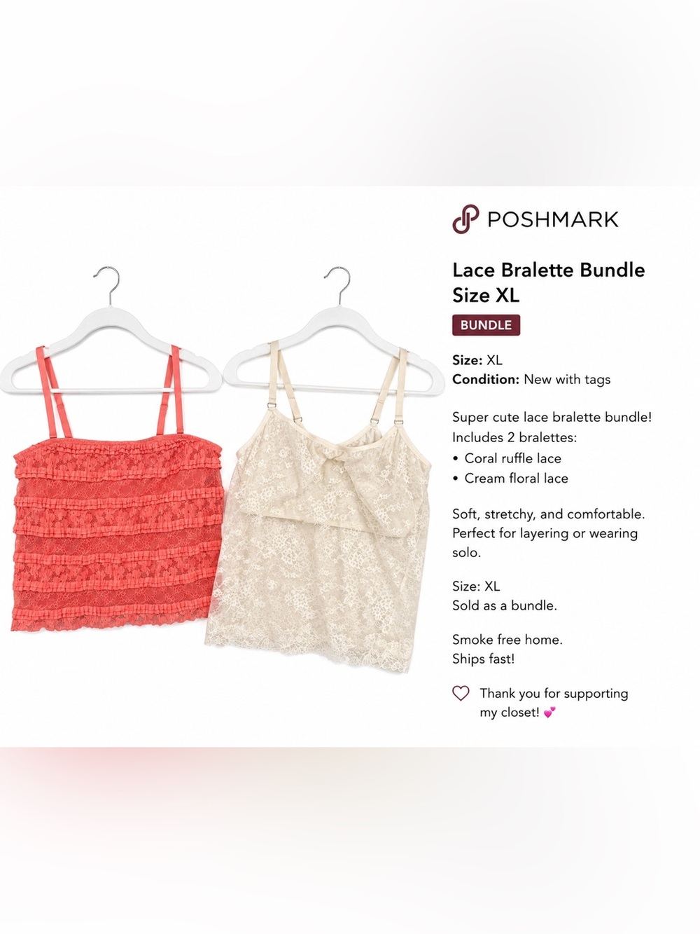 Aerie Women’s Lace Bralette Pair of 2 Size XL New